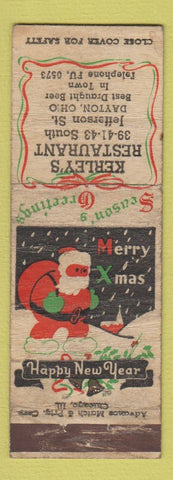 Matchbook Cover - Kerley's Restaurant Dayton OH ADVANCE Christmas WORN