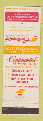 Matchbook Cover - Continental Air Transport Chicago IL Midway