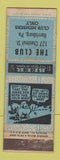 Matchbook Cover - The Club Harrisburg PA ADVANCE WEAR