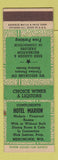 Matchbook Cover - Hotel Marion Menomonie WI ADVANCE GREEN