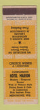 Matchbook Cover - Hotel Marion Menomonie WI ADVANCE YELLOW