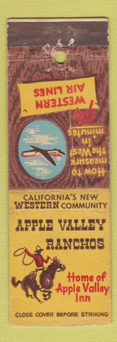 Matchbook Cover - Western Airlines Apple Valley Ranchos CA