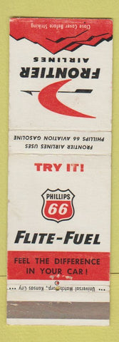Matchbook Cover - Frontier Airlines Phillips 66 oil gas