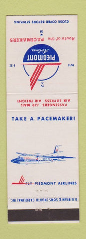 Matchbook Cover - Piedmont Airlines Route of the Pacemakers DD Bean