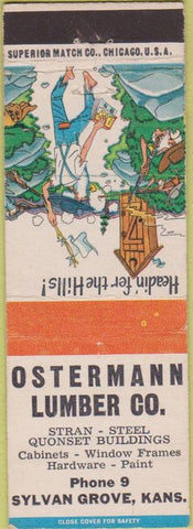 Matchbook Cover - Ostermann Lumber Sylvan Grove KS hillbilly outhouse