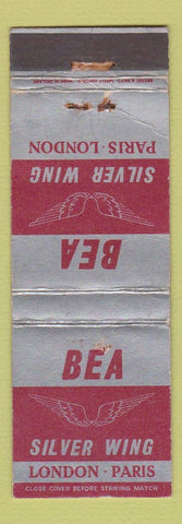 Matchbook Cover - BEA Silver Wing Airline London Paris WORN