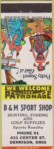Matchbook Cover - B and M Sport Shop Dennison OH hillbilly
