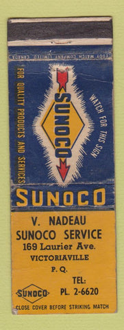 Matchbook Cover - V Nadeau Sunoco oil gas Victoriaville QC WEAR