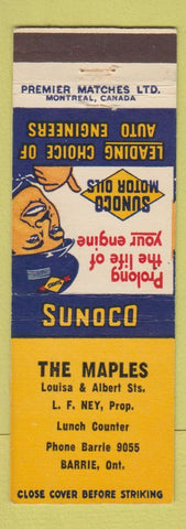 Matchbook Cover - Sunoco oil gas The Maples Barrie ON