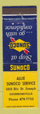 Matchbook Cover - Allie Sunoco oil gas Drummondville QC