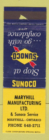 Matchbook Cover - Maryhill Manufacturing Sunoco oil gas Maryhill ON WORN