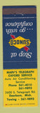 Matchbook Cover - Marv's Telegraph Sunoco oil gas Dearborn MI
