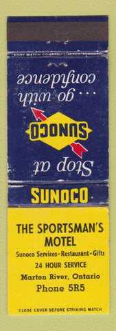 Matchbook Cover - Sportsman's Motel Sunoco oil gas Marten River ON WEAR