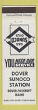 Matchbook Cover - Dover Sunoco oil gas Dover Foxcroft ME