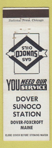 Matchbook Cover - Dover Sunoco oil gas Dover Foxcroft ME