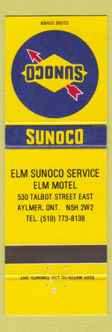 Matchbook Cover - Sunoco oil gas Elm Motel Aylmer ON