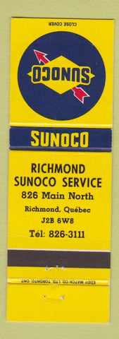 Matchbook Cover - Sunoco oil gas Richmond QC