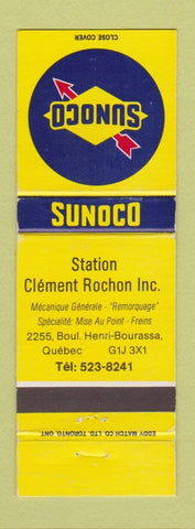 Matchbook Cover - Sunoco oil gas Station Clement Rochon Quebec QC