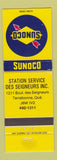 Matchbook Cover - Sunoco oil gas Station Service Terrebonne QC