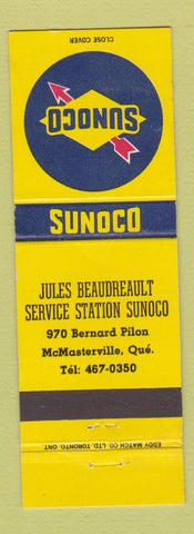 Matchbook Cover - Sunoco oil gas Jules Beaudreault McMAsterville QC WEAR