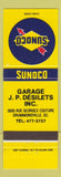 Matchbook Cover - Sunoco oil gas JP Desilets Drummondville QC