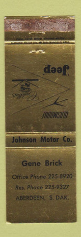 Matchbook Cover - Johnson Oldsmobile Jeep Cadillac Aberdeen SD Gene Brick WEAR