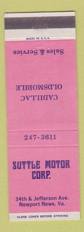 Matchbook Cover - Suttle Motor Corp Cadillac Oldsmobile Newport News VA