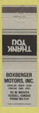 Matchbook Cover - Boxberger Cadillac Buick Oldsmobile Pontiac GMC Russell KS