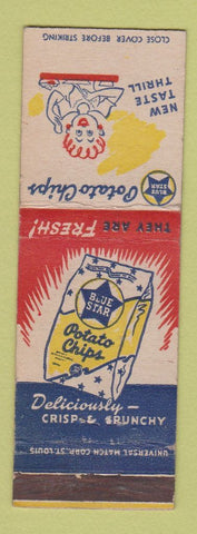 Matchbook Cover - Blue Star Potato Chips Rockford IL popcorn WEAR