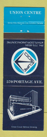 Matchbook Cover - Union Centre Winnipeg MB