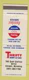 Matchbook Cover - Thrifty Car Rentals Casper WY