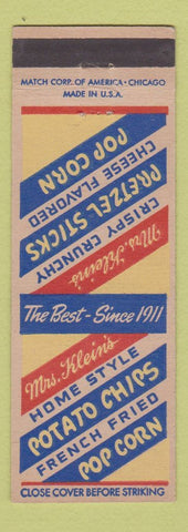 Matchbook Cover - Mrs Klein's Potato Chips Popcorn