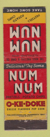 Matchbook Cover - Num Num Potato Chips Pretzels Cleveland OH WEAR