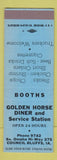 Matchbook Cover - Golden Horse Diner oil gas Council Bluffs IA SAMPLE