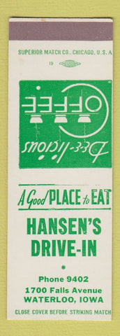 Matchbook Cover - Hansen's Drive In Waterloo IA SAMPLE