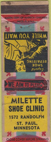 Matchbook Cover - Milette Shoe Clinic St Paul MN WORN