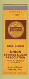 Matchbook Cover - Union Savings and Loan Racine WI SAMPLE