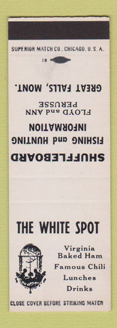 Matchbook Cover - The White Spot Great Falls MT shuffleboard SAMPLE