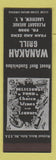 Matchbook Cover - Wanakah Grill Lakeview NY SAMPLE