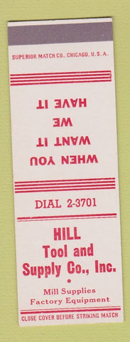 Matchbook Cover - Hill Tool and and Supply Company Rockford IL SAMPLE