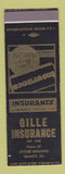 Matchbook Cover - Gille Insurance Quincy IL SAMPLE