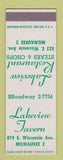 Matchbook Cover - Lakeview Tavern Milwaukee WI Restaurant SAMPLE