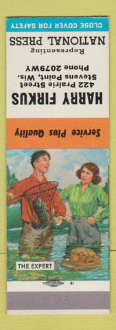 Matchbook Cover - National Press Matchbooks Harry Firkus Stevens Point WI SAMPLE
