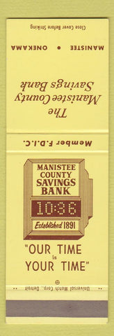 Matchbook Cover - Manistee County Savings Bank Onekama MI SAMPLE