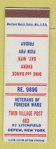 Matchbook Cover - Twin Village Post VFW Depew NY SAMPLE