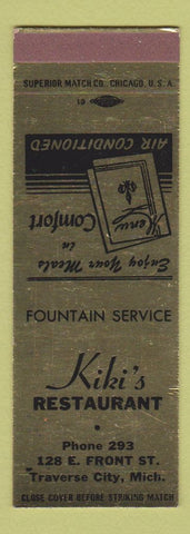 Matchbook Cover - Kiki's Restaurant Traverse City MI SAMPLE