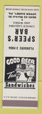 Matchbook Cover - Speer's Bar Upper Darby PA SAMPLE