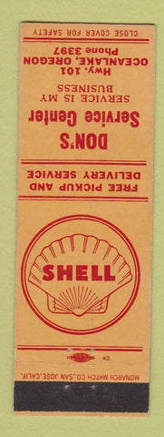 Matchbook Cover - Don's Shell oil gas Oceanlake OR
