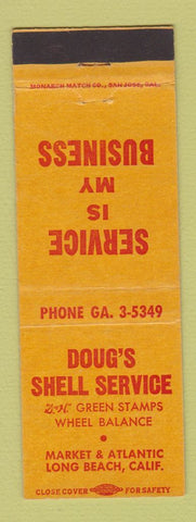 Matchbook Cover - Doug's Shell oil gas Long Beach CA