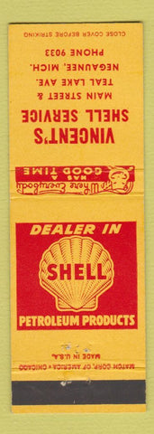 Matchbook Cover - Vincent's Shell oil gas Negaunee MI
